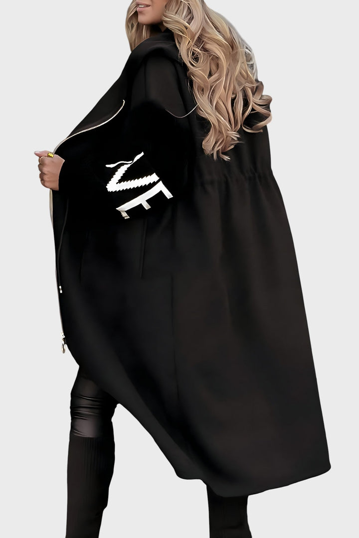 SELJA - DAMEJAKKE MED STRIKKEDE ÆRMER OG HÆTTE