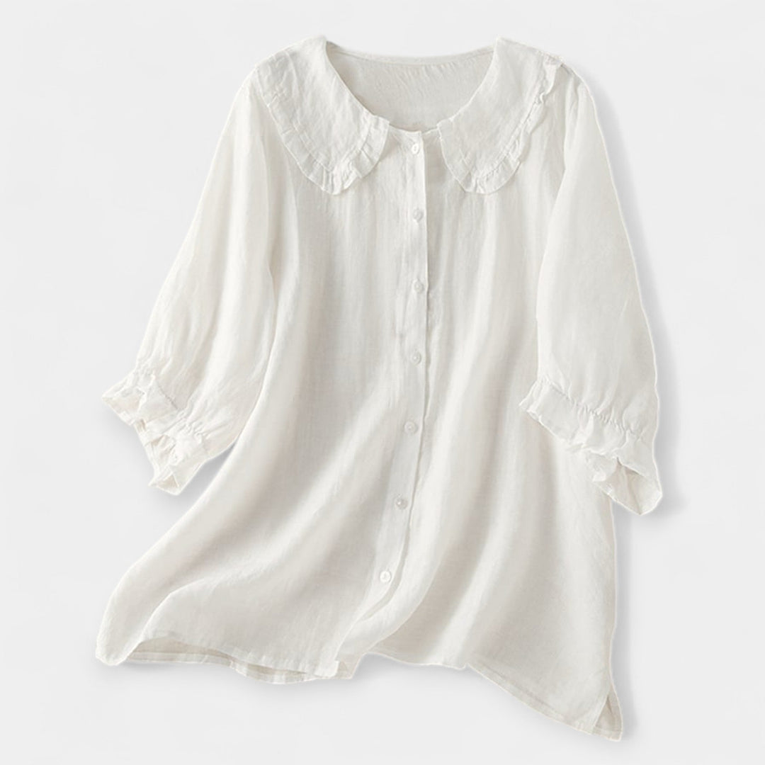 Stribet Skjorte med Dekorativ Krave