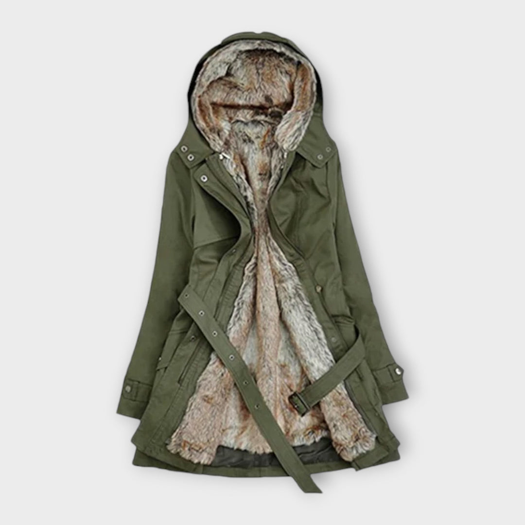 Mikash | Uldfrakke med blomstrede foring