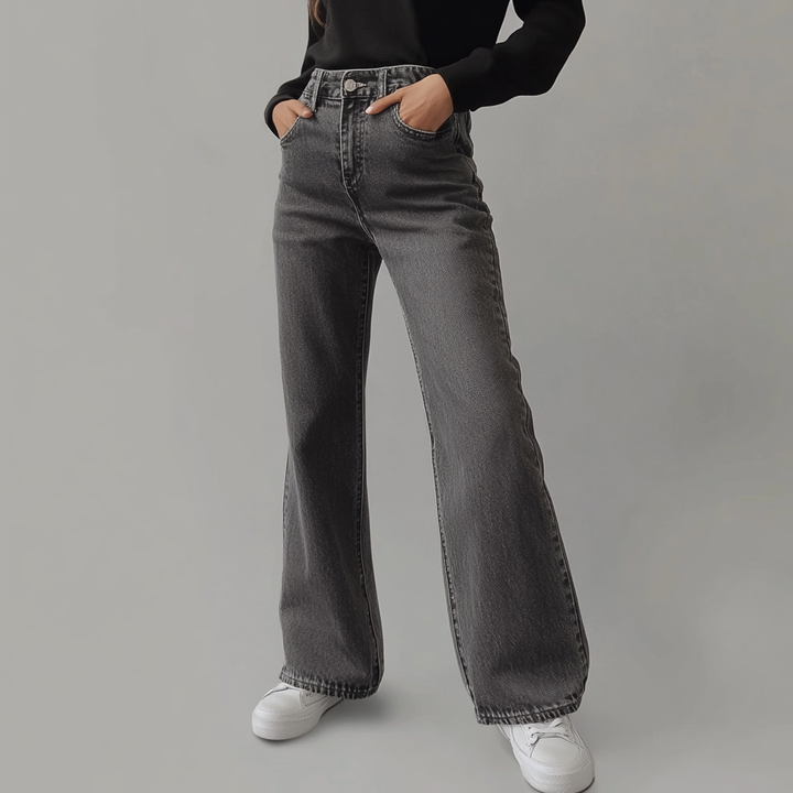 Grå Damebukser Wide Leg