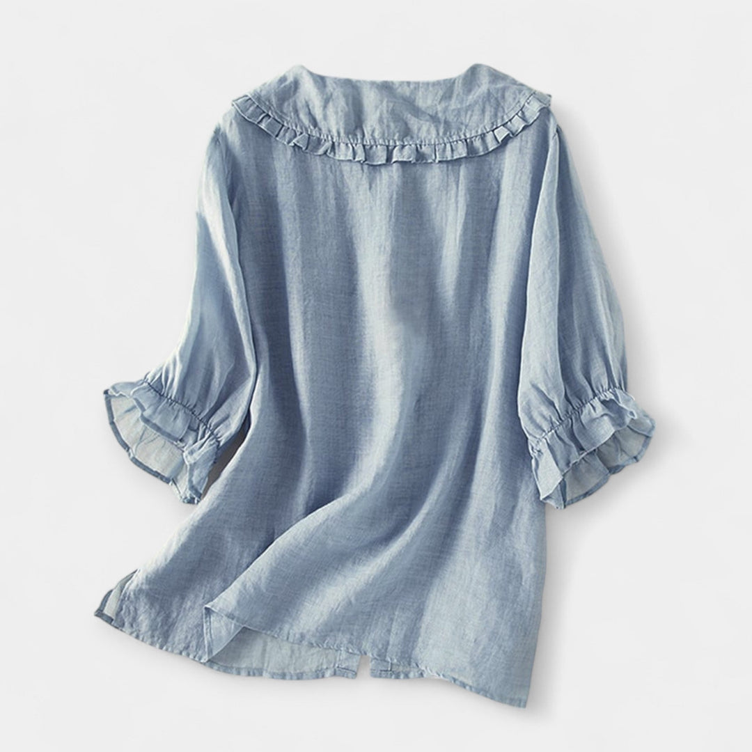 Stribet Skjorte med Dekorativ Krave